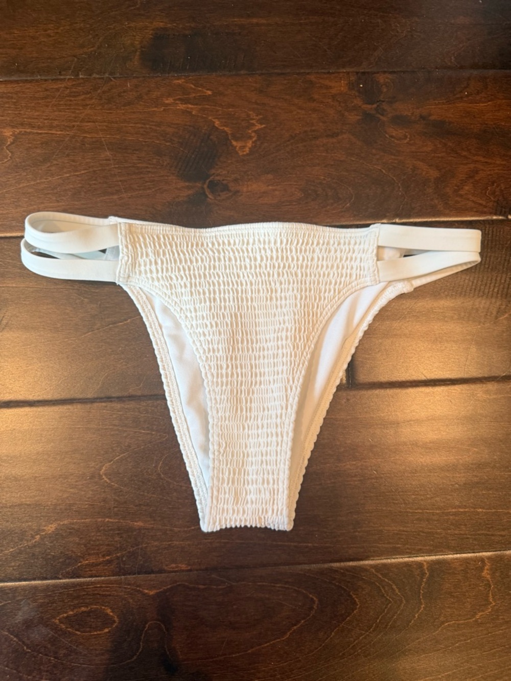 Abercrombie & Fitch White Smocked Bikini Bottom